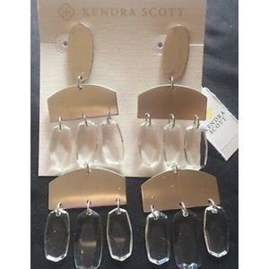 NWT KS Emmet Gold and Clear Glass Drop Earrings